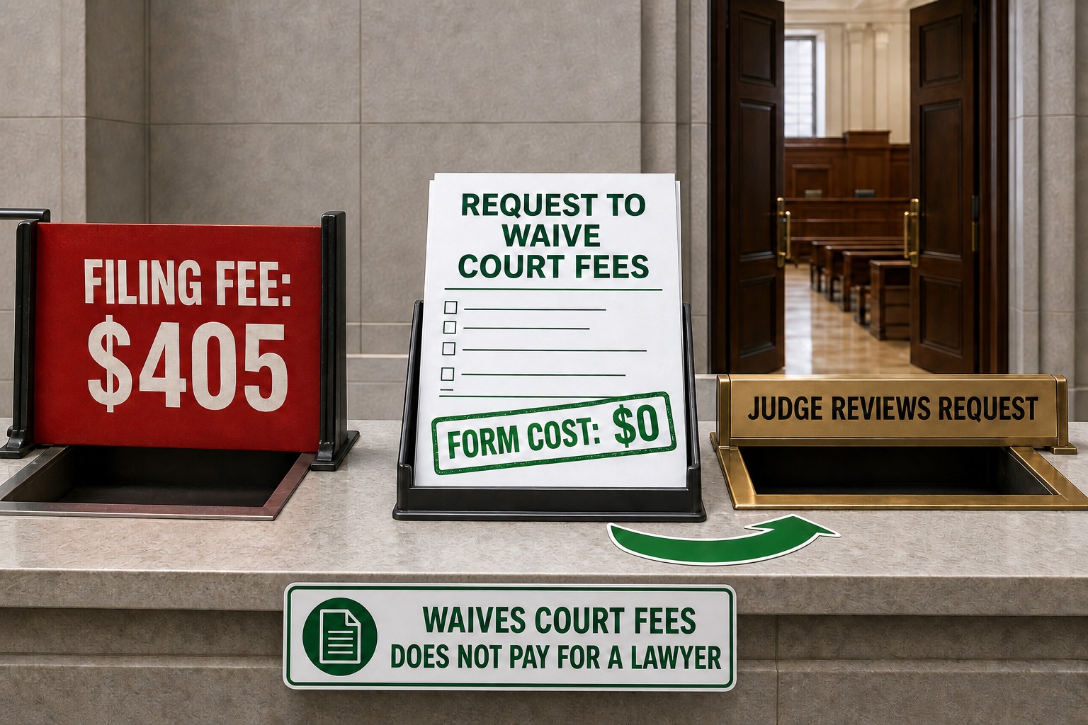 Courts Will Waive Your Filing Fees If You Can't Afford Them. The Form Is Free — and Almost No One Fills It Out.