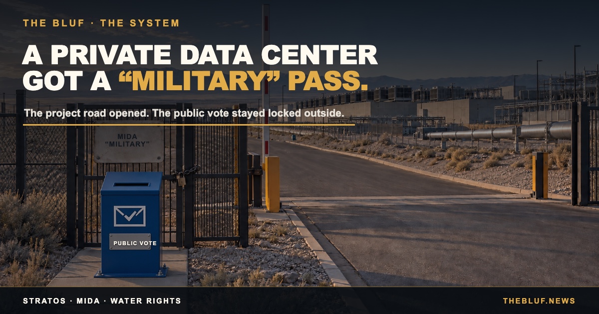 A Private Data Center Got Labeled a Military Project. That's How It Beat a Public Vote — and a Dying Lake's Water Law.